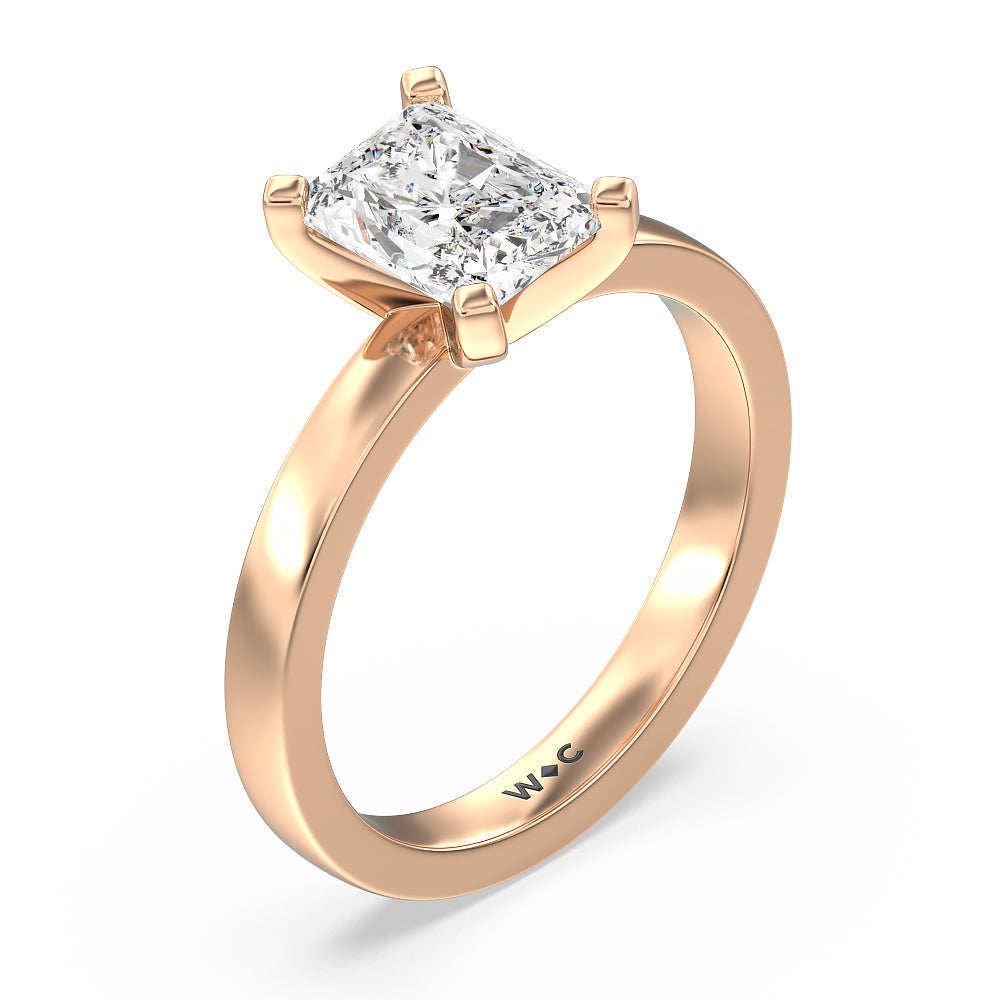 Radiant Cut Medi Solitaire Diamond Engagement Ring with Lab Grown Diamond in 14KT Rose Gold view 3
