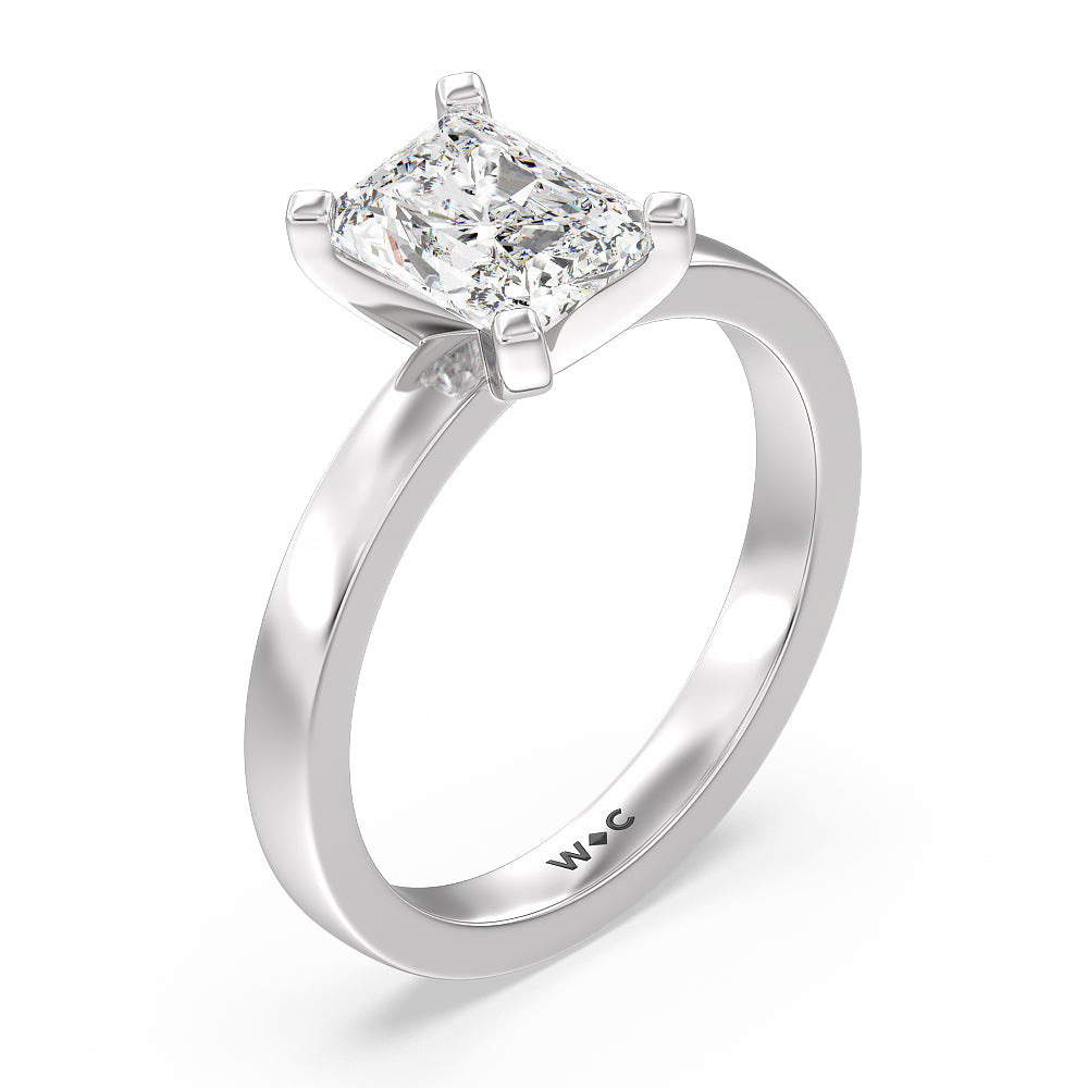 Radiant Cut Medi Solitaire Diamond Engagement Ring with Lab Grown Diamond in 14KT Platinum view 3

