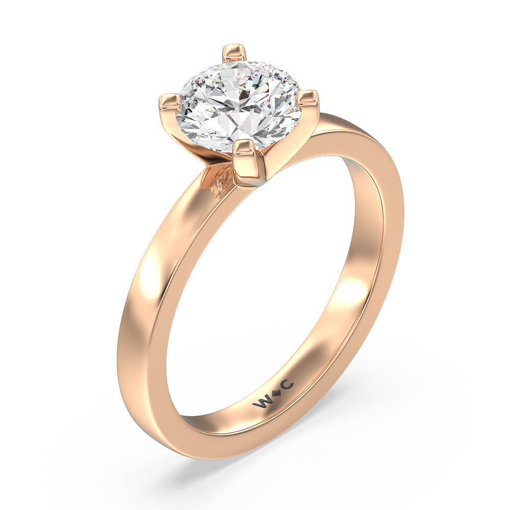 Round Cut Medi Solitaire Diamond Engagement Ring with Lab Grown Diamond in 14KT Rose Gold view 3
