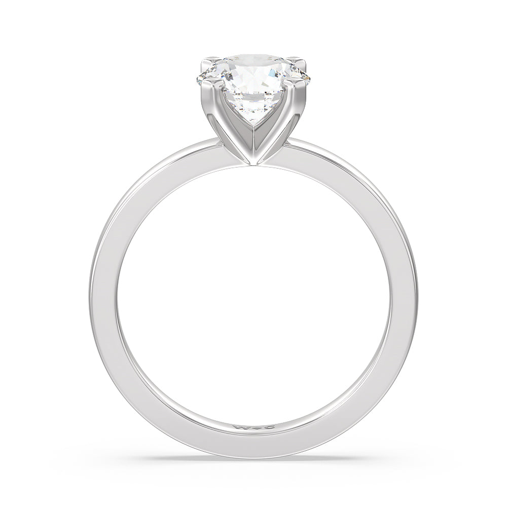 Round Cut Medi Solitaire Diamond Engagement Ring with Lab Grown Diamond in 14KT Platinum view 2
