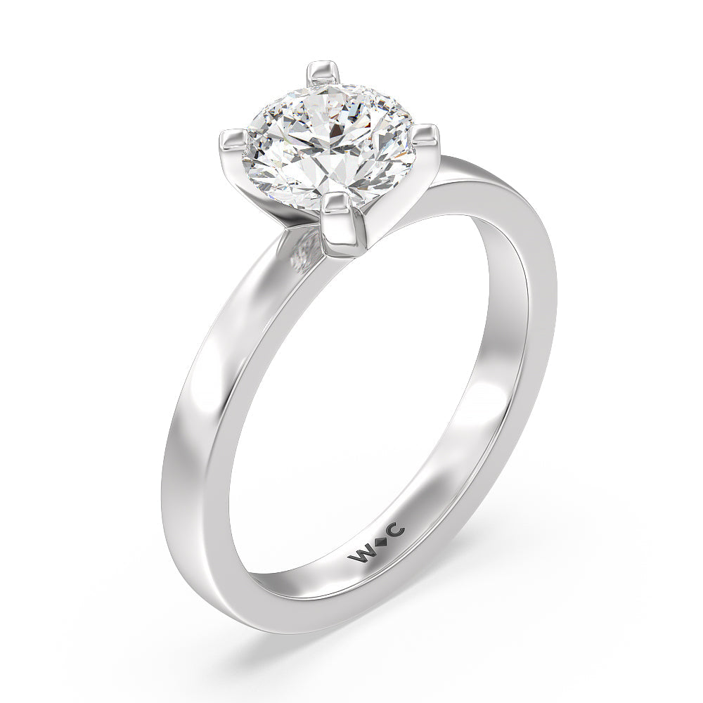 Round Cut Medi Solitaire Diamond Engagement Ring with Lab Grown Diamond in 14KT Platinum view 3
