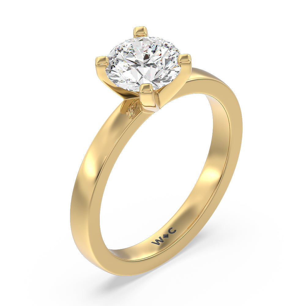 Round Cut Medi Solitaire Diamond Engagement Ring with Lab Grown Diamond in 14KT Yellow Gold view 3
