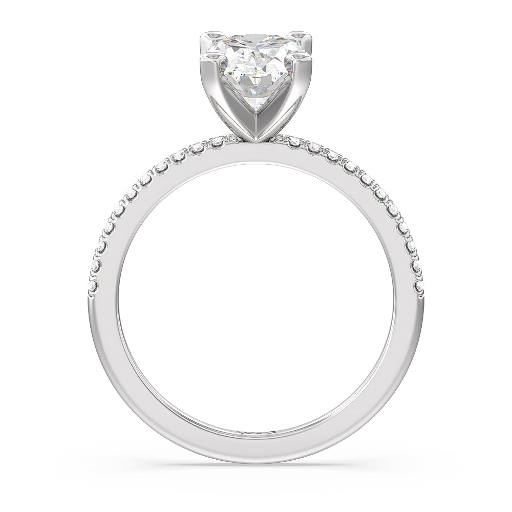 Oval Cut Vela Traditional Pave Diamond Engagement Ring with Lab Grown Diamond in 14KT Platinum view 2
