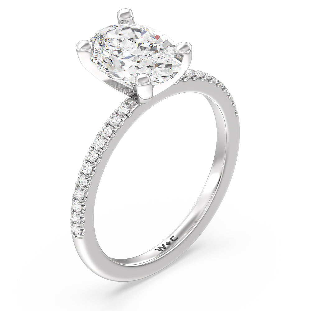 Oval Cut Vela Traditional Pave Diamond Engagement Ring with Lab Grown Diamond in 14KT Platinum view 3
