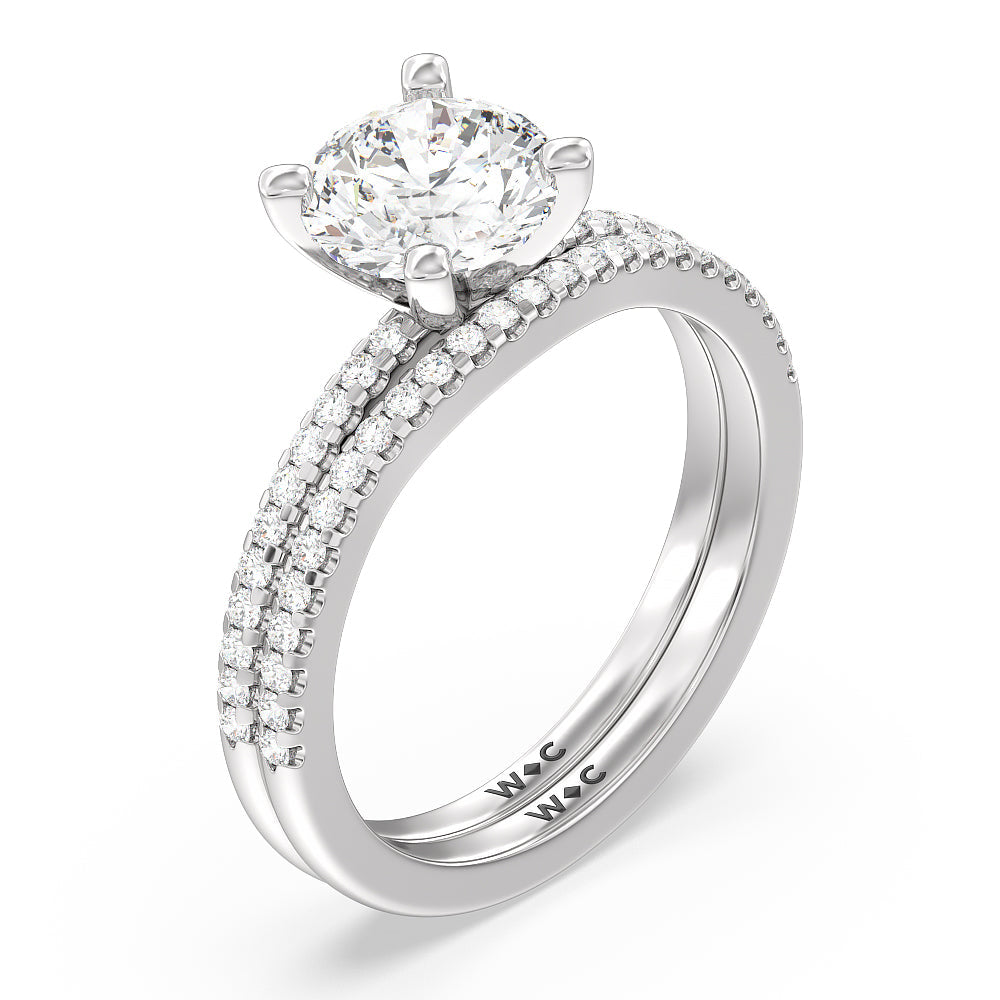 Princess Cut Vela Traditional Pave Diamond Engagement Ring with Lab Grown Diamond in 14KT Platinum view 4
