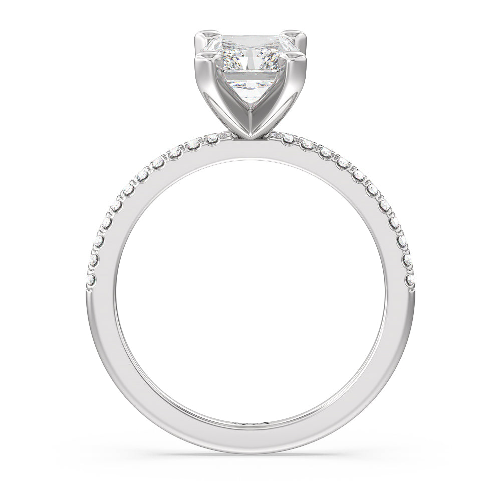 Radiant Cut Vela Traditional Pave Diamond Engagement Ring with Lab Grown Diamond in 14KT Platinum view 2
