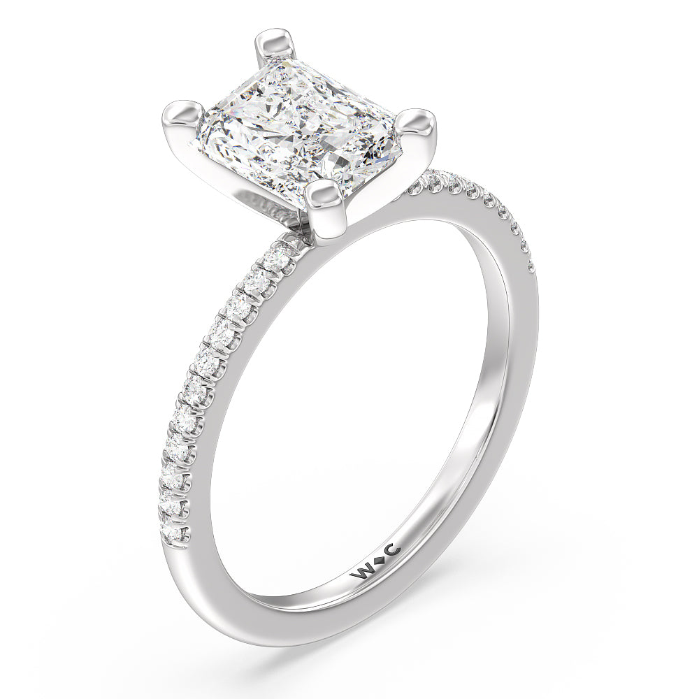Radiant Cut Vela Traditional Pave Diamond Engagement Ring with Lab Grown Diamond in 14KT Platinum view 3
