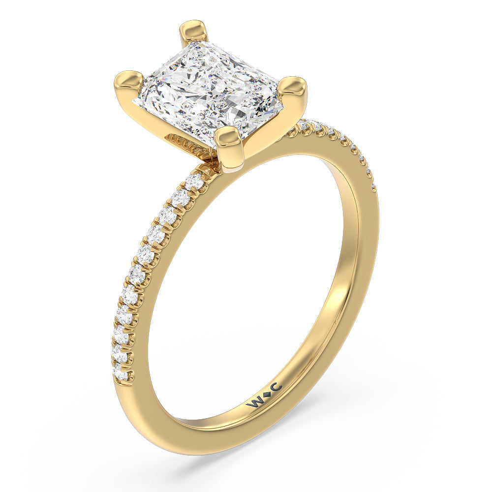 Radiant Cut Vela Traditional Pave Diamond Engagement Ring with Lab Grown Diamond in 14KT Yellow Gold view 3
