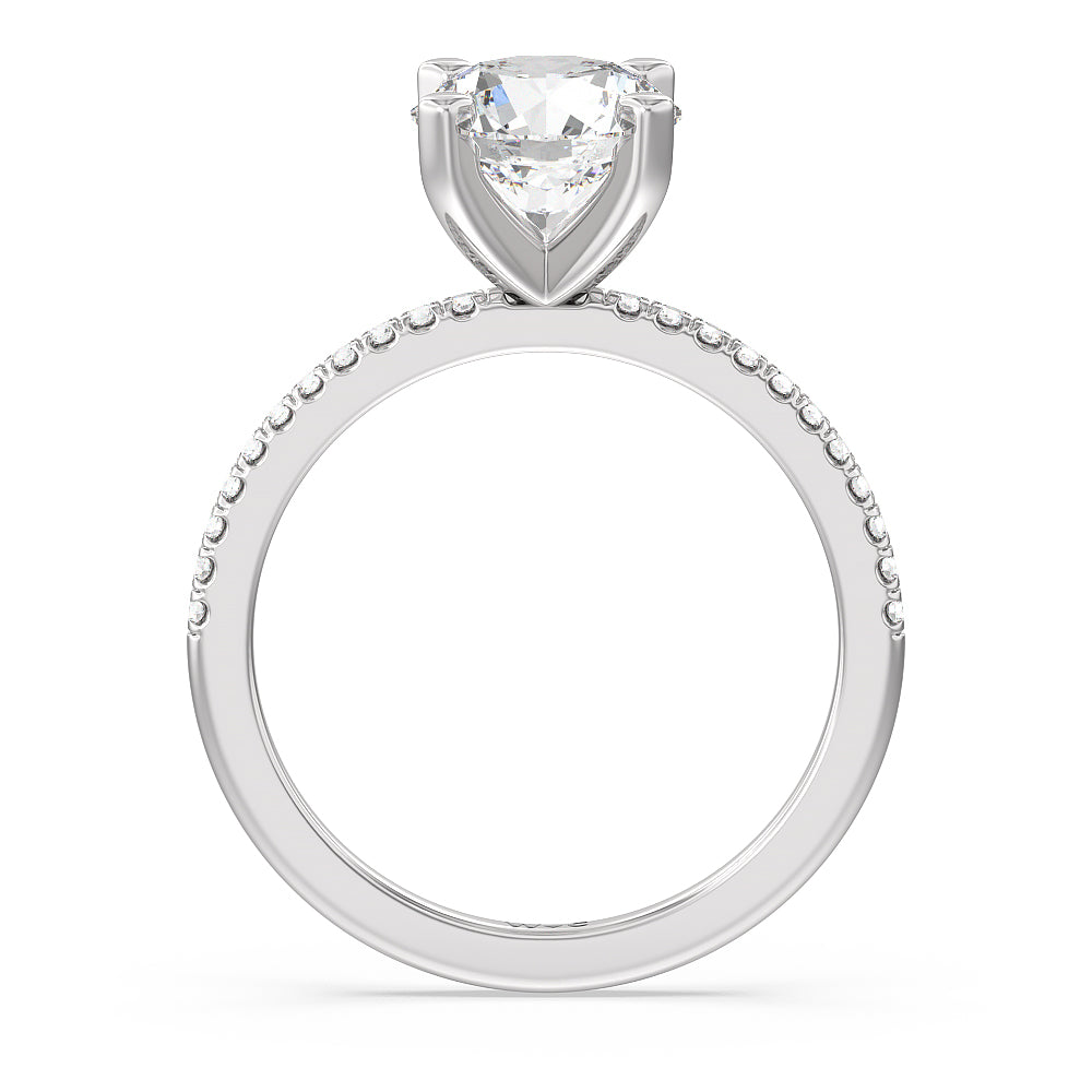 Round Cut Vela Traditional Pave Diamond Engagement Ring with Lab Grown Diamond in 14KT Platinum view 2
