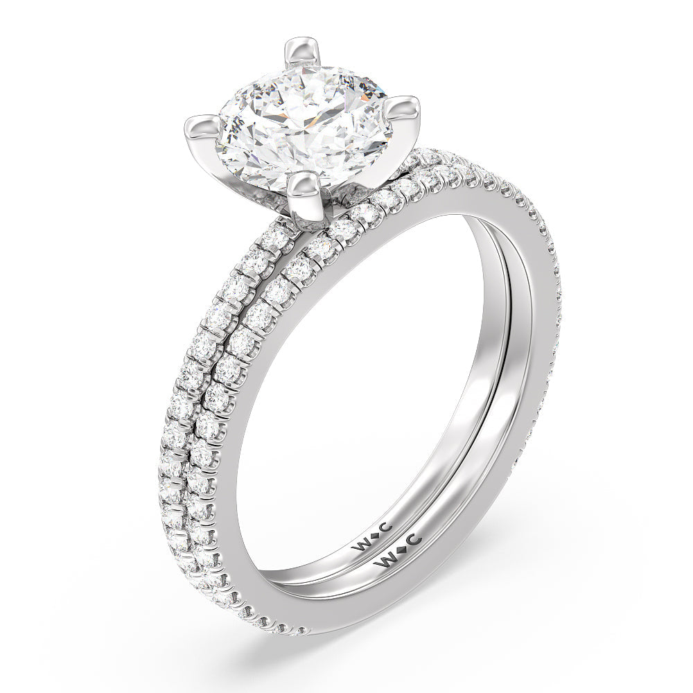 Ara Traditional Pave Diamond Engagement Ring with Cushion Cut Diamond in 14KT Platinum view 4
