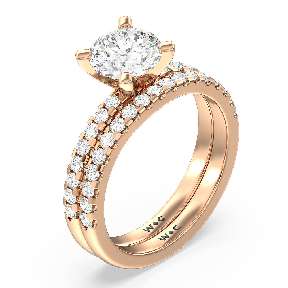 Vela Medi Traditional Pave Diamond Engagement Ring with Pear Cut Diamond in 14KT Rose Gold view 4
