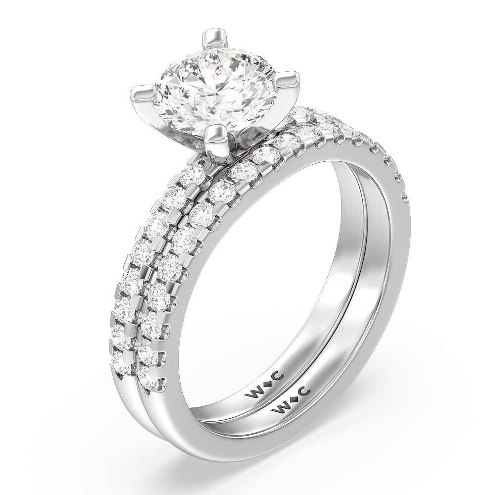 Vela Medi Traditional Pave Diamond Engagement Ring with Pear Cut Diamond in 14KT Platinum view 4
