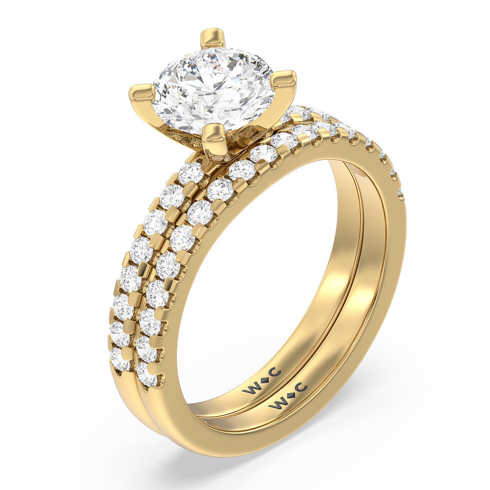 Vela Medi Traditional Pave Diamond Engagement Ring with Pear Cut Diamond in 14KT Yellow Gold view 4
