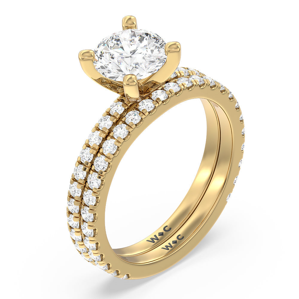 Princess Cut Ara Medi Traditional Pave Diamond Engagement Ring with Lab Grown Diamond in 14KT Yellow Gold view 4
