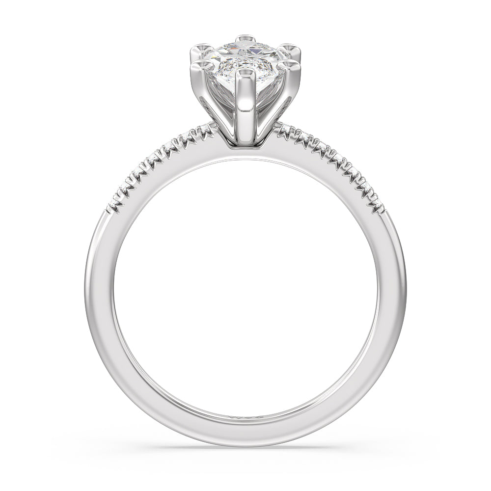Marquise Cut Lyra Petite French Set Diamond Engagement Ring with Lab Grown Diamond in 14KT Platinum view 2
