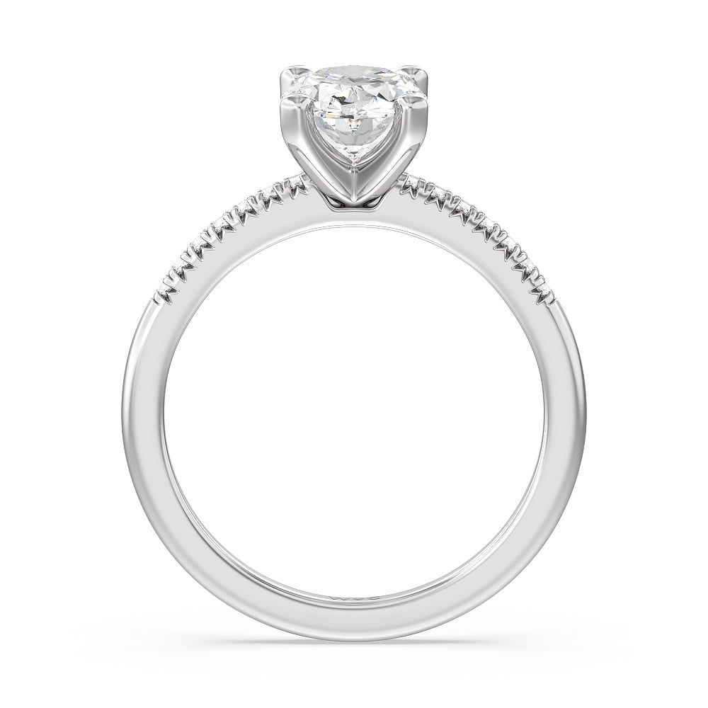 Oval Cut Lyra Petite French Set Diamond Engagement Ring with Lab Grown Diamond in 14KT Platinum view 2
