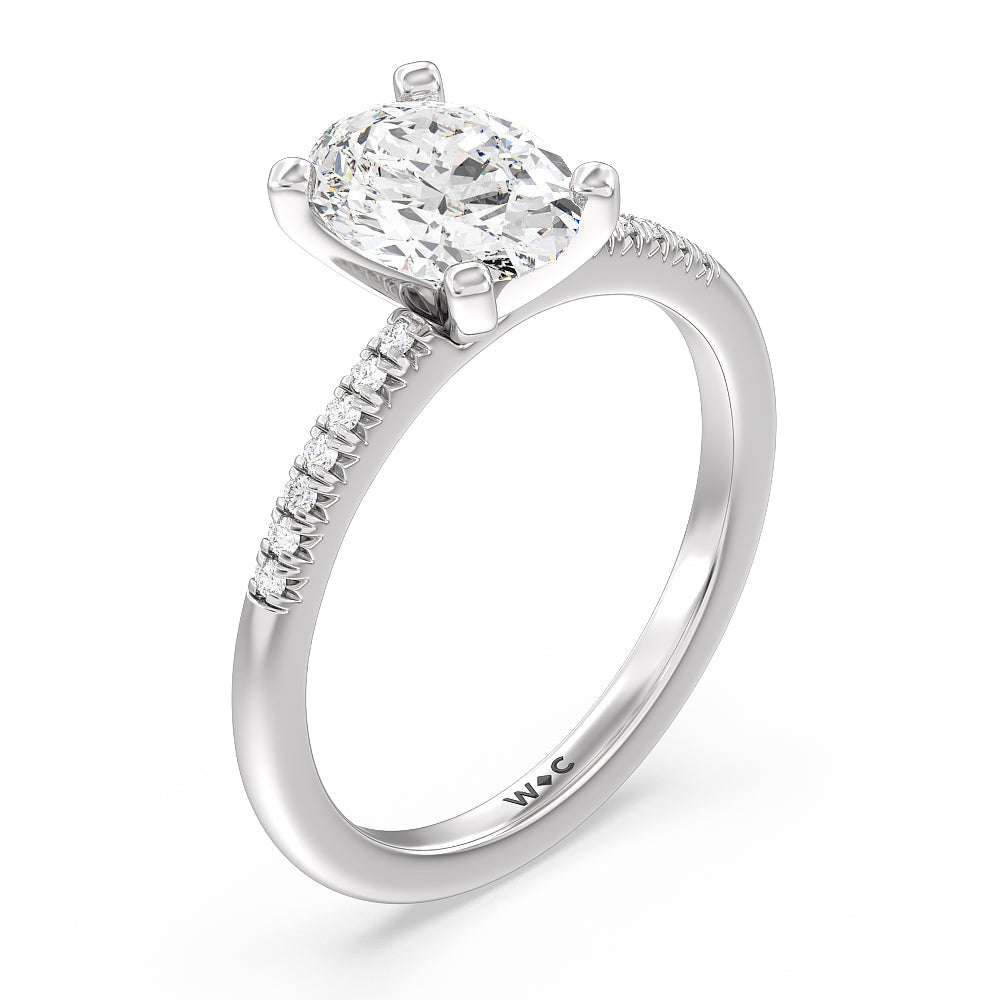 Oval Cut Lyra Petite French Set Diamond Engagement Ring with Lab Grown Diamond in 14KT Platinum view 3
