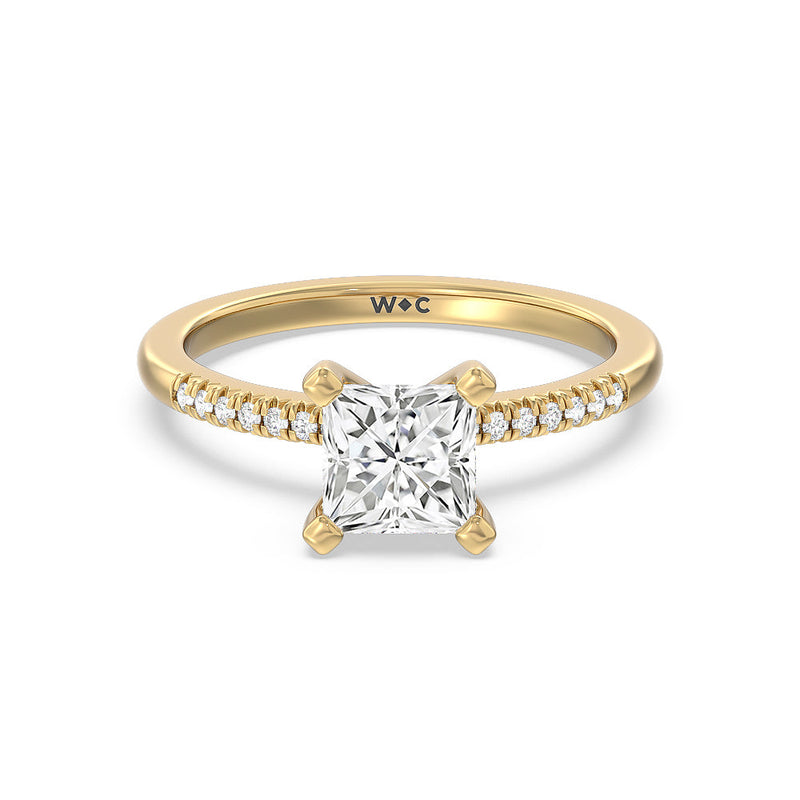 Lyra Petite French Set Diamond Engagement Ring
