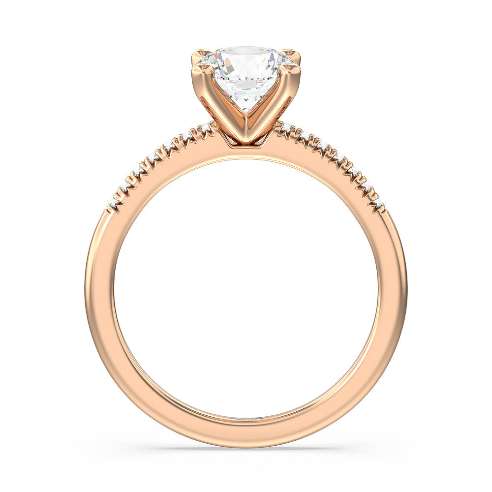 Round Cut Lyra Petite French Set Diamond Engagement Ring with Lab Grown Diamond in 14KT Rose Gold view 2
