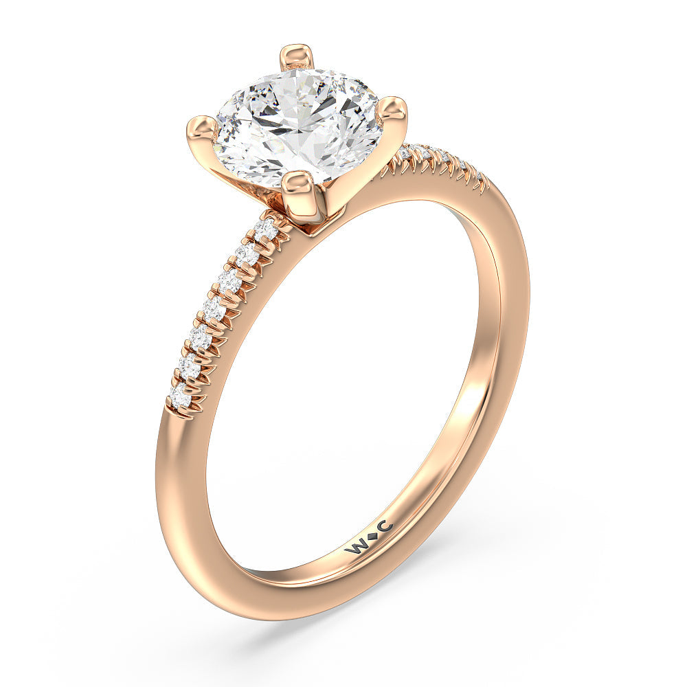 Round Cut Lyra Petite French Set Diamond Engagement Ring with Lab Grown Diamond in 14KT Rose Gold view 3

