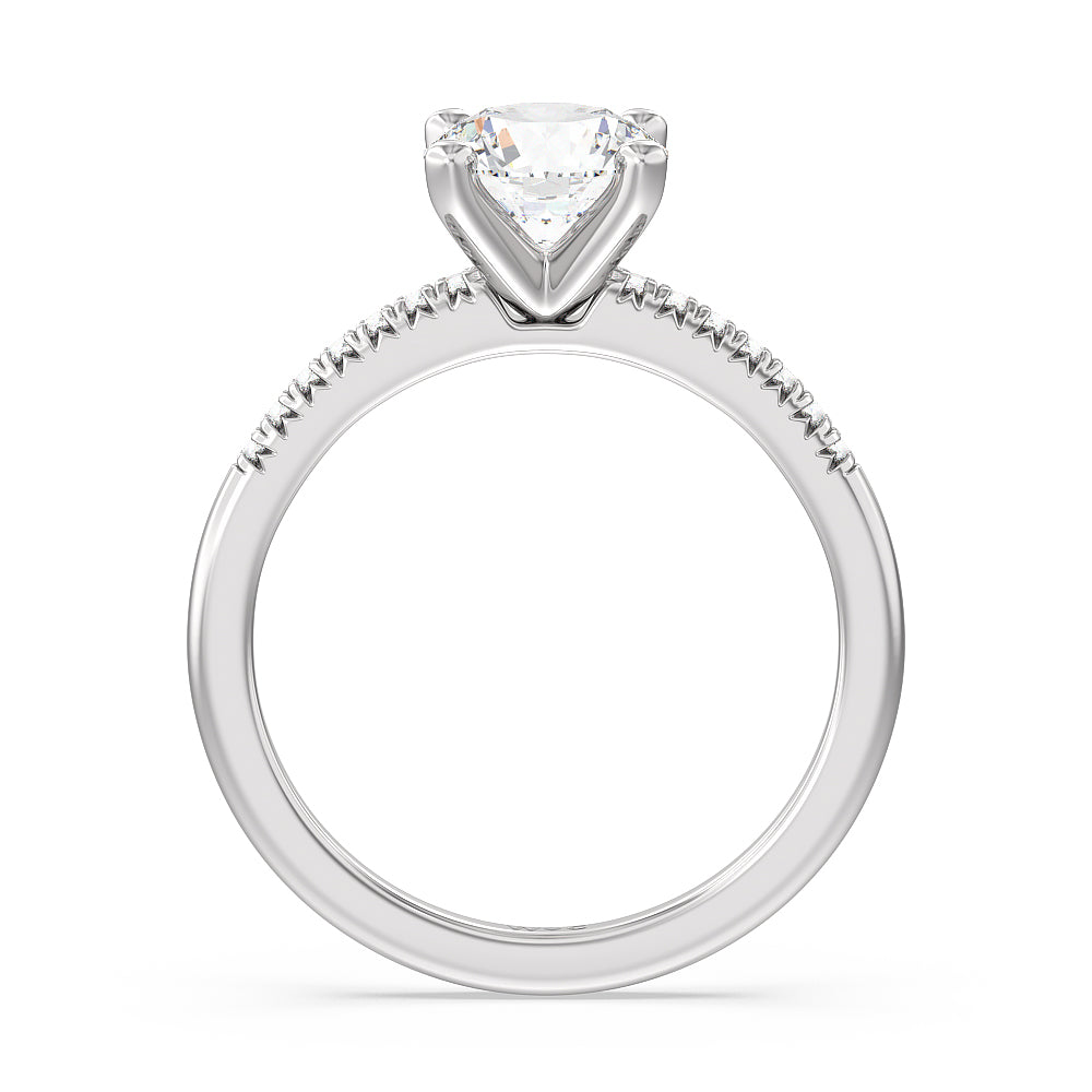 Round Cut Lyra Petite French Set Diamond Engagement Ring with Lab Grown Diamond in 14KT Platinum view 2
