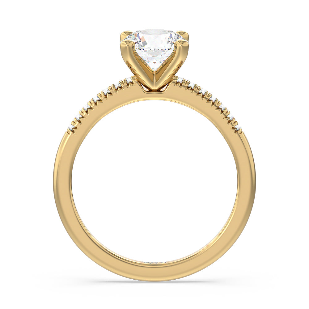 Round Cut Lyra Petite French Set Diamond Engagement Ring with Lab Grown Diamond in 14KT Yellow Gold view 2
