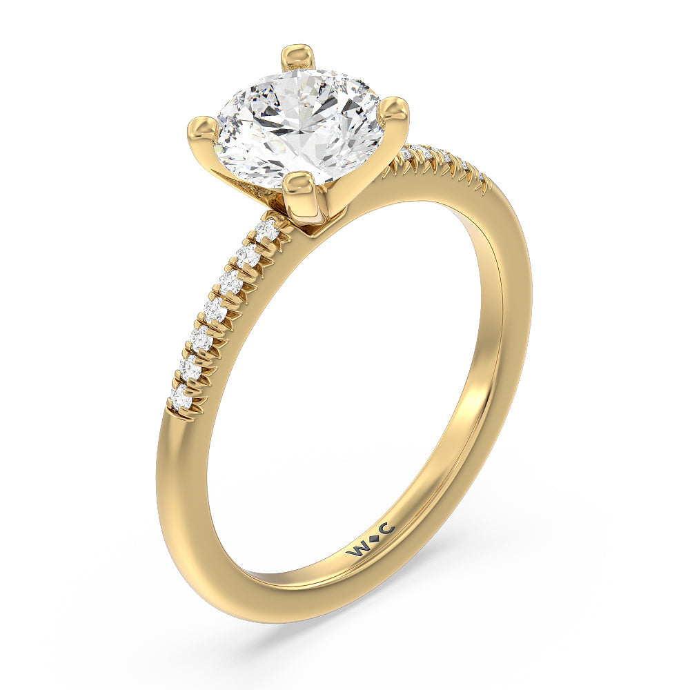 Round Cut Lyra Petite French Set Diamond Engagement Ring with Lab Grown Diamond in 14KT Yellow Gold view 3
