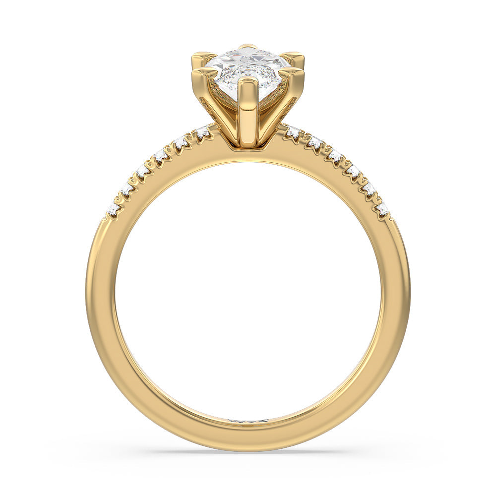 Marquise Cut Lyra Fine Petite French Set Diamond Engagement Ring with Lab Grown Diamond in 14KT Yellow Gold view 2
