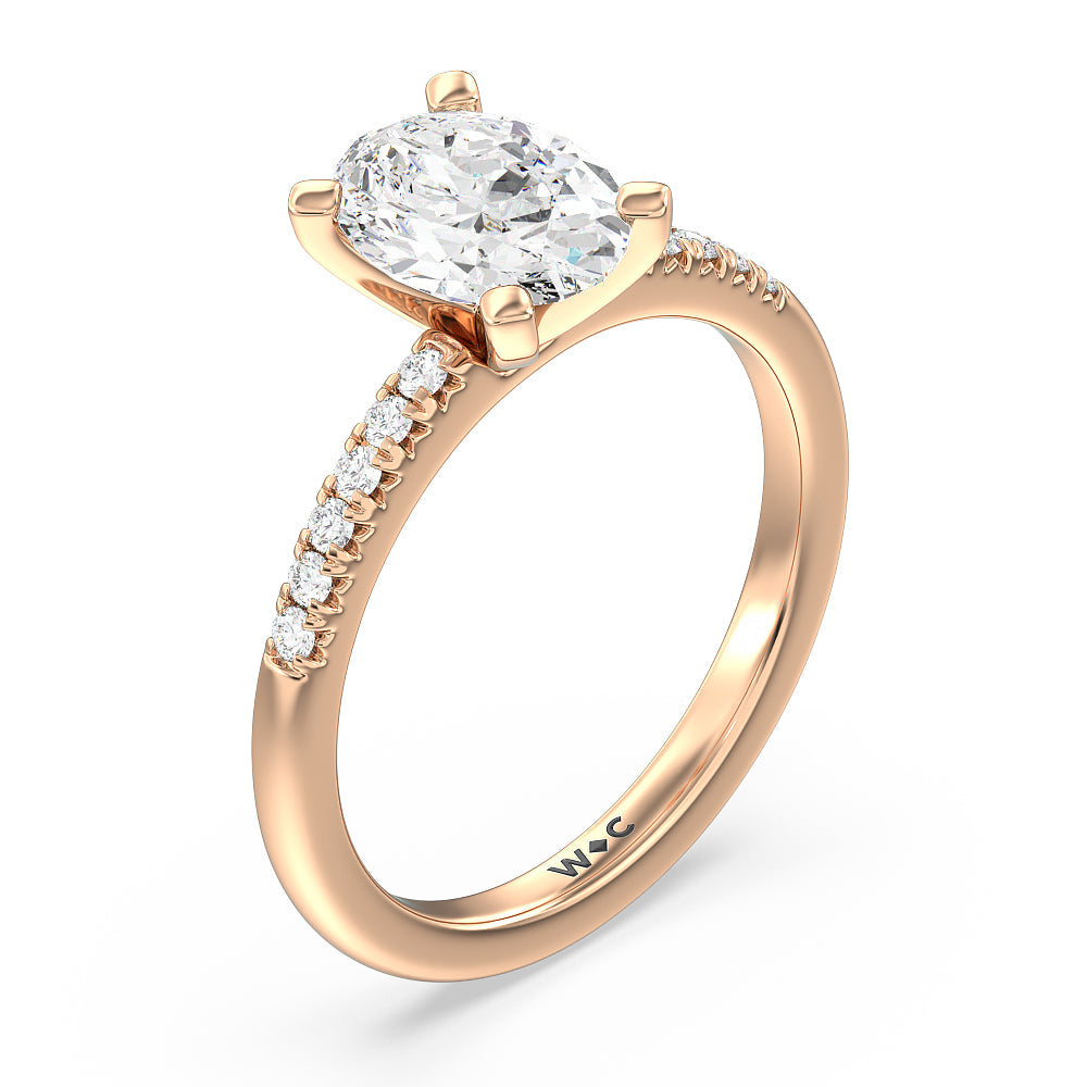 Oval Cut Lyra Fine Petite French Set Diamond Engagement Ring with Lab Grown Diamond in 14KT Rose Gold view 3
