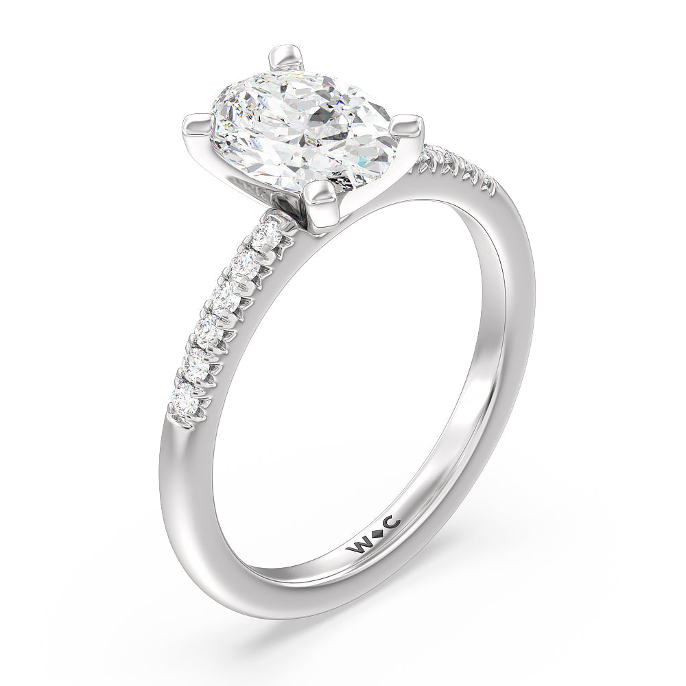 Oval Cut Lyra Fine Petite French Set Diamond Engagement Ring with Lab Grown Diamond in 14KT Platinum view 3
