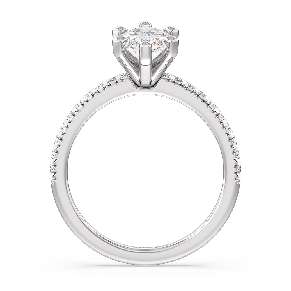 Marquise Cut Vela Medi French Set Diamond Engagement Ring with Lab Grown Diamond in 14KT Platinum view 2
