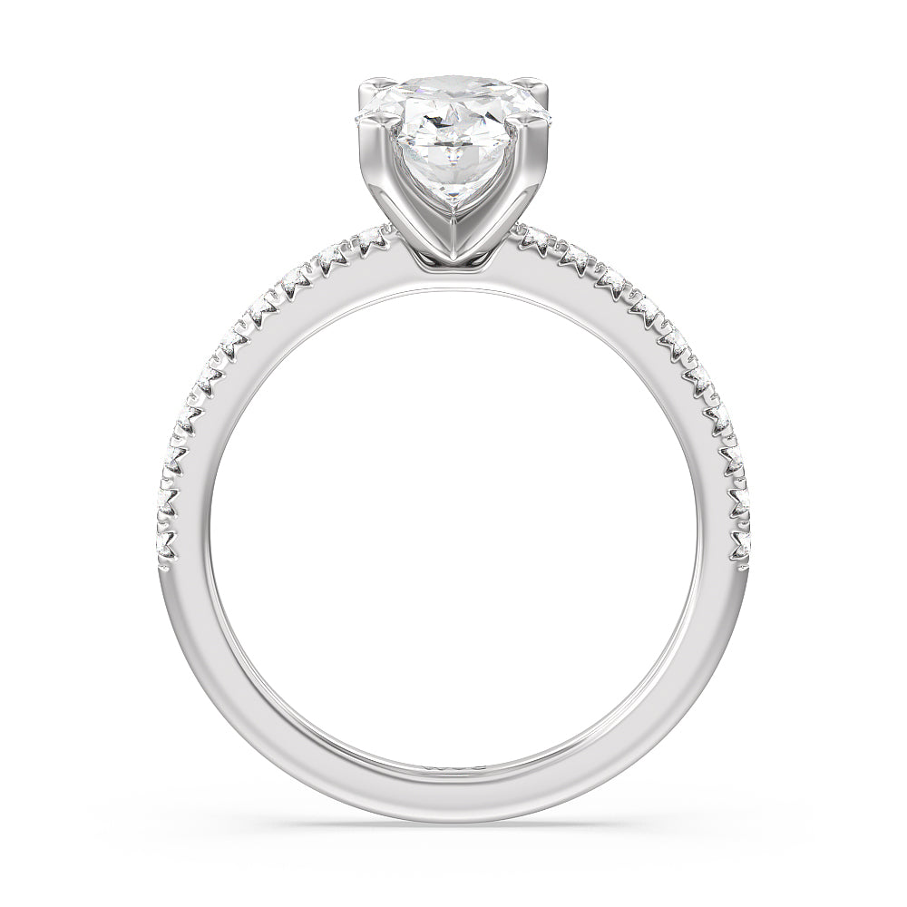 Oval Cut Vela Medi French Set Diamond Engagement Ring with Lab Grown Diamond in 14KT Platinum view 2
