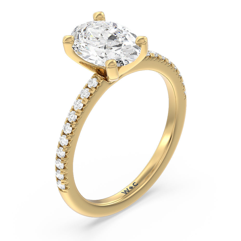 Oval Cut Vela Medi French Set Diamond Engagement Ring with Lab Grown Diamond in 14KT Yellow Gold view 3

