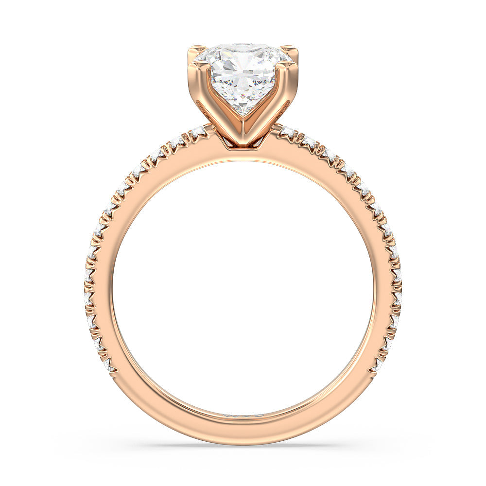 Cushion Cut Orion Petite French Set Diamond Engagement Ring with Lab Grown Diamond in 14KT Rose Gold view 2

