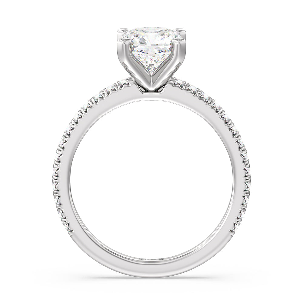 Cushion Cut Orion Petite French Set Diamond Engagement Ring with Lab Grown Diamond in 14KT Platinum view 2
