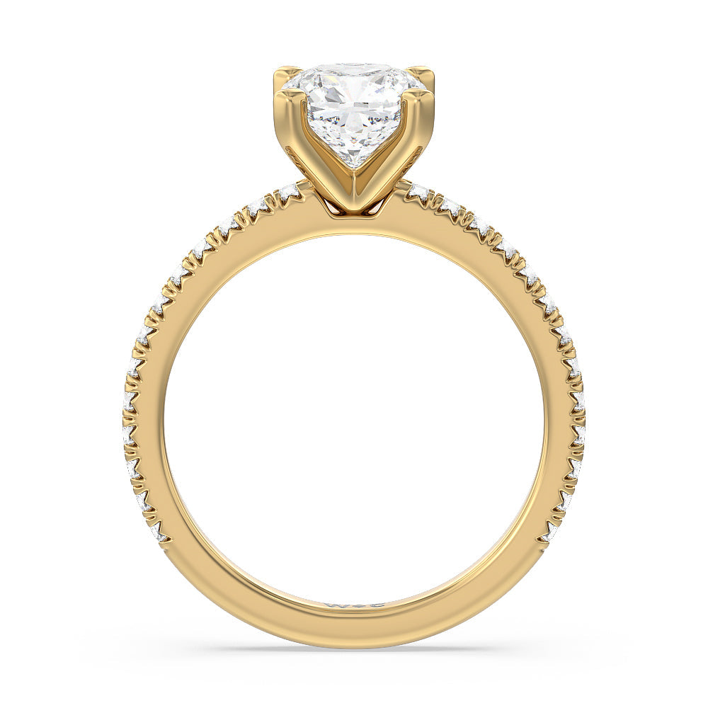 Cushion Cut Orion Petite French Set Diamond Engagement Ring with Lab Grown Diamond in 14KT Yellow Gold view 2
