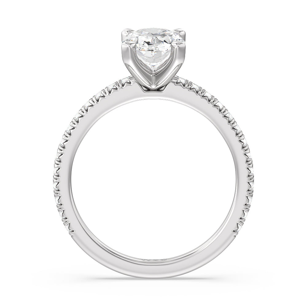 Oval Cut Orion Petite French Set Diamond Engagement Ring with Lab Grown Diamond in 14KT Platinum view 2
