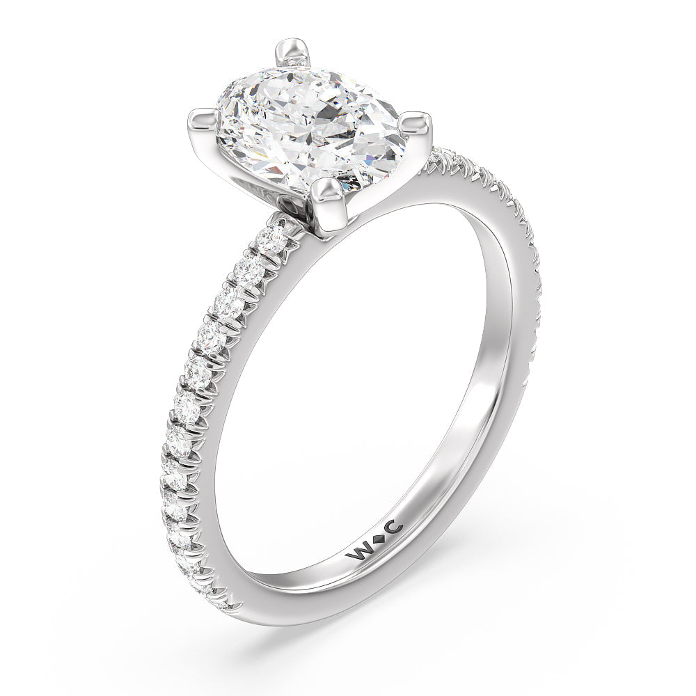 Oval Cut Orion Petite French Set Diamond Engagement Ring with Lab Grown Diamond in 14KT Platinum view 3
