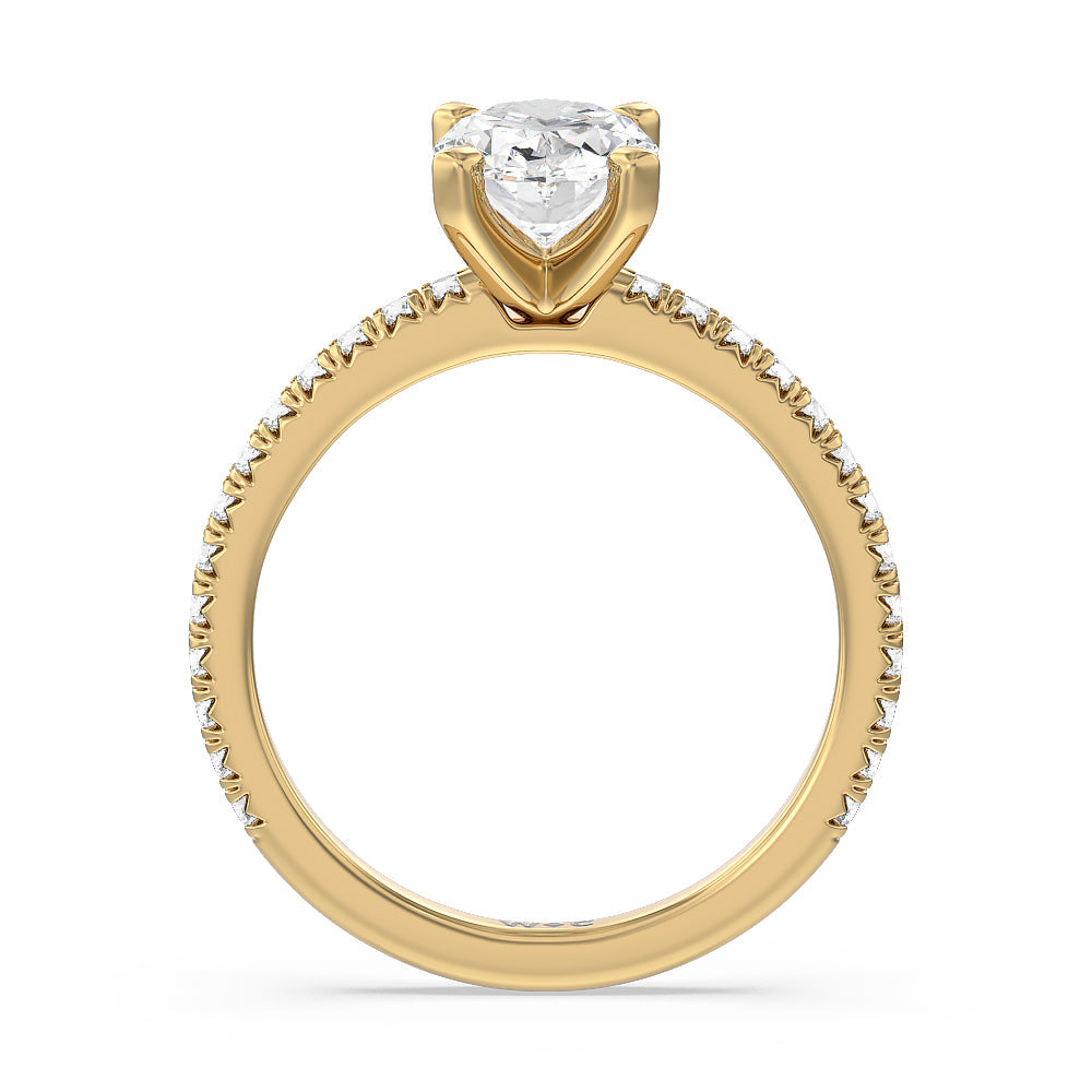 Oval Cut Orion Petite French Set Diamond Engagement Ring with Lab Grown Diamond in 14KT Yellow Gold view 2
