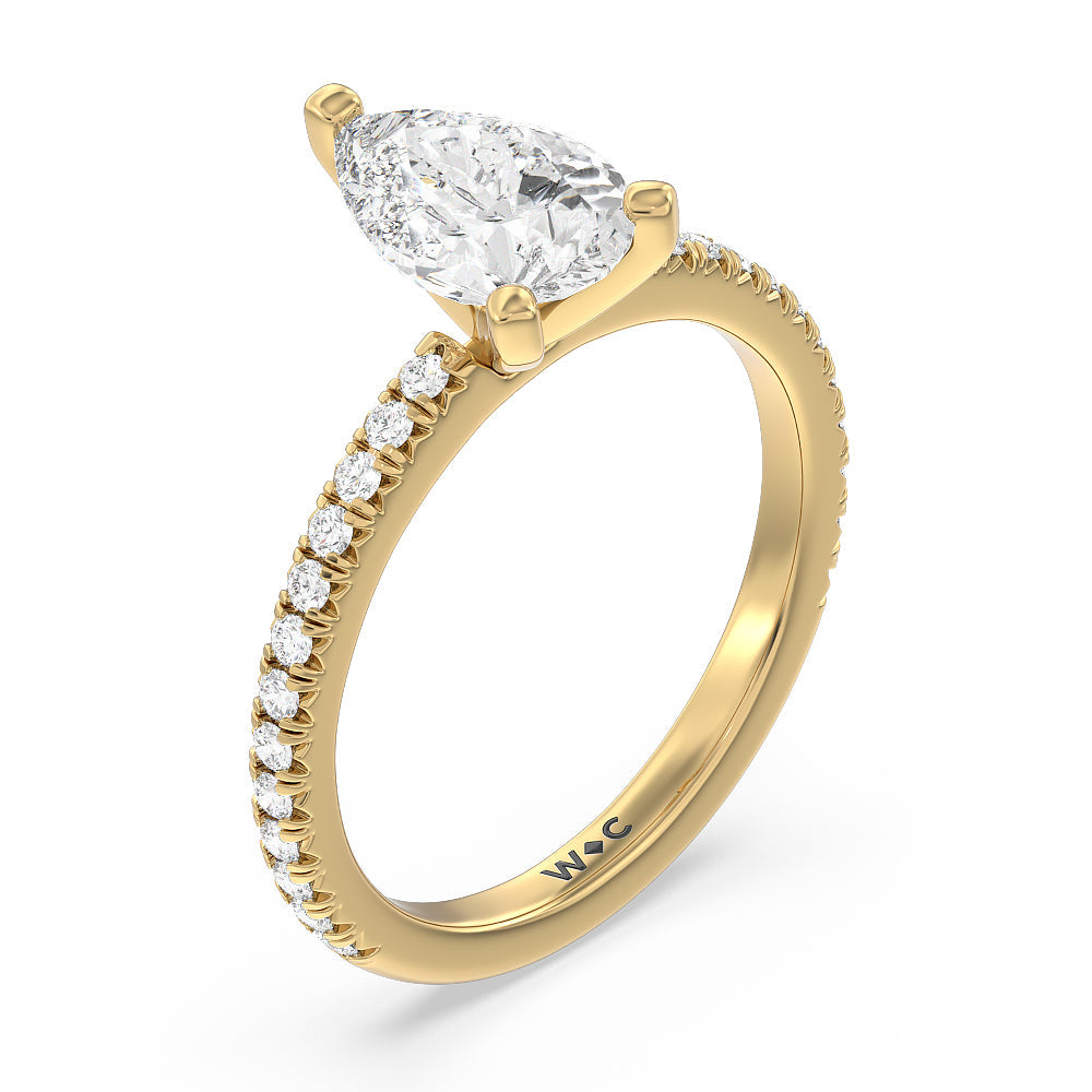 Pear Cut Orion Petite French Set Diamond Engagement Ring with Lab Grown Diamond in 14KT Yellow Gold view 3
