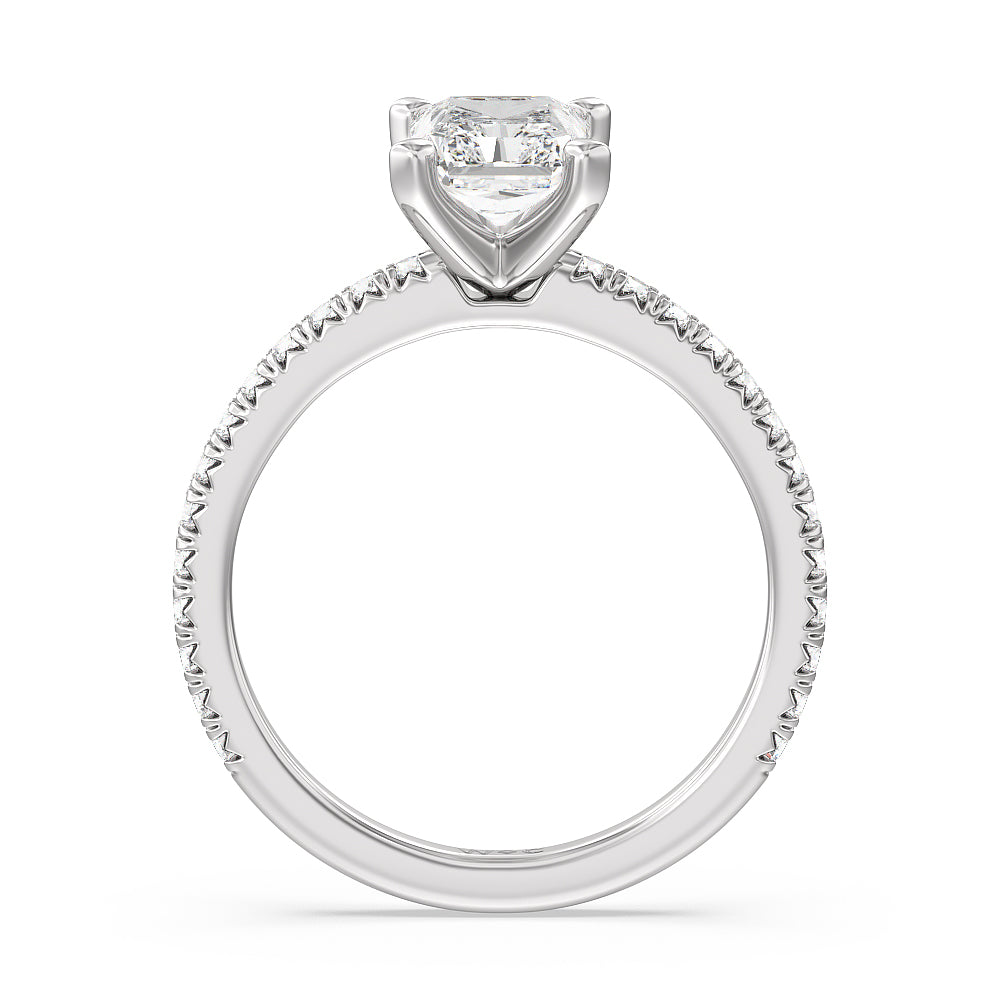 Radiant Cut Orion Petite French Set Diamond Engagement Ring with Lab Grown Diamond in 14KT Platinum view 2
