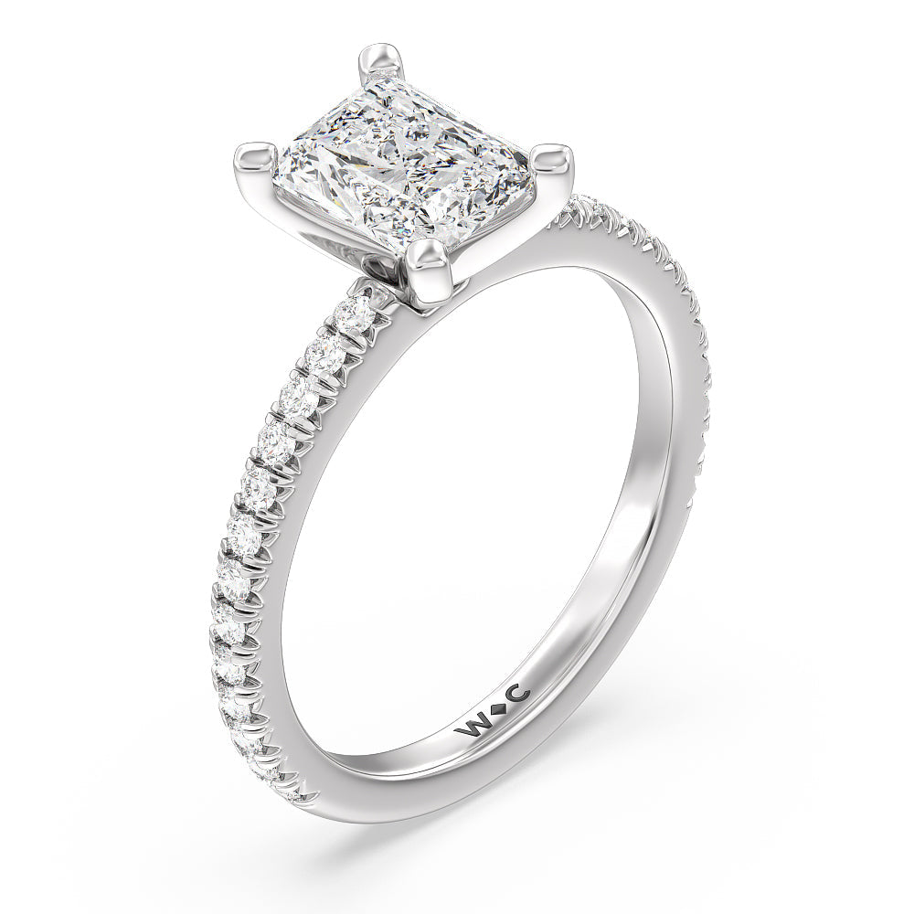 Radiant Cut Orion Petite French Set Diamond Engagement Ring with Lab Grown Diamond in 14KT Platinum view 3
