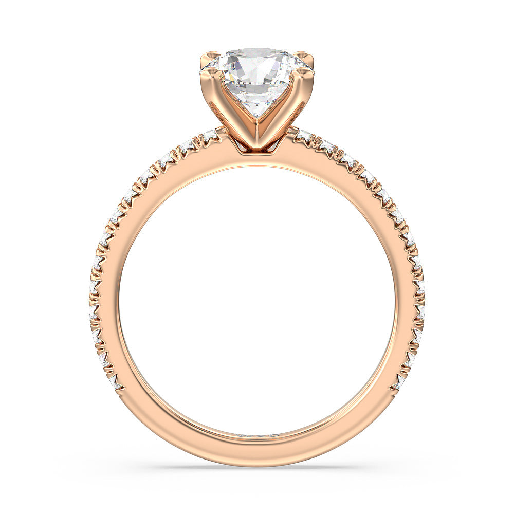 Round Cut Orion Petite French Set Diamond Engagement Ring with Lab Grown Diamond in 14KT Rose Gold view 2
