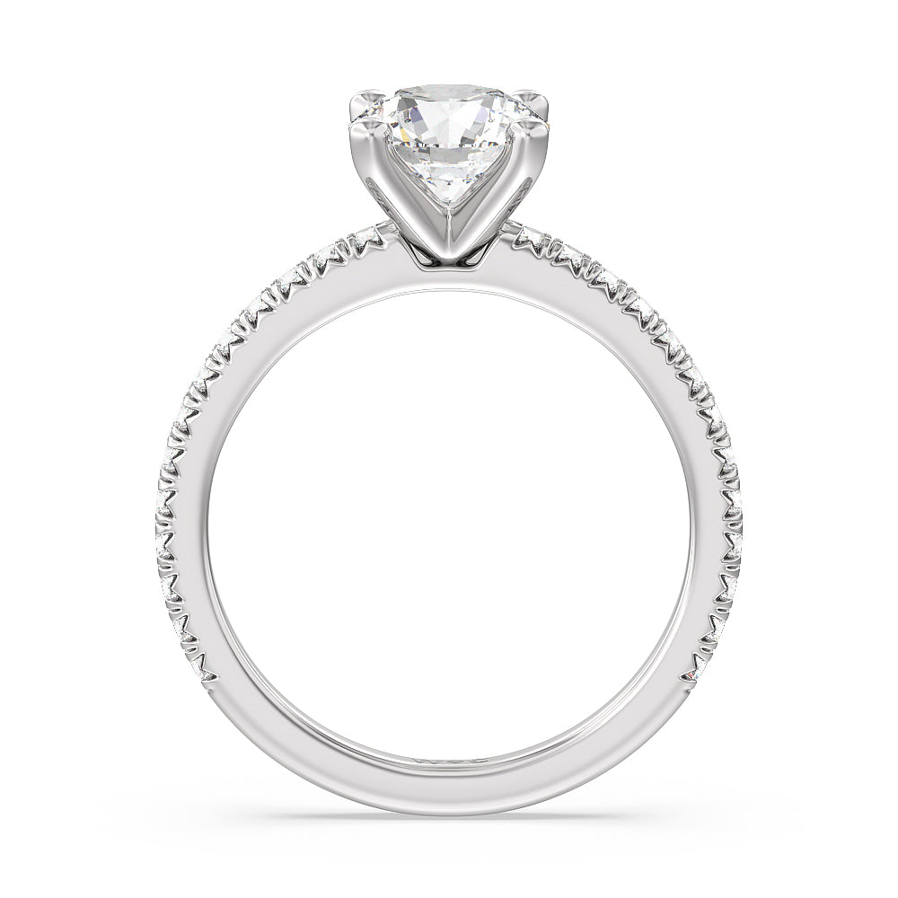 Round Cut Orion Petite French Set Diamond Engagement Ring with Lab Grown Diamond in 14KT Platinum view 2
