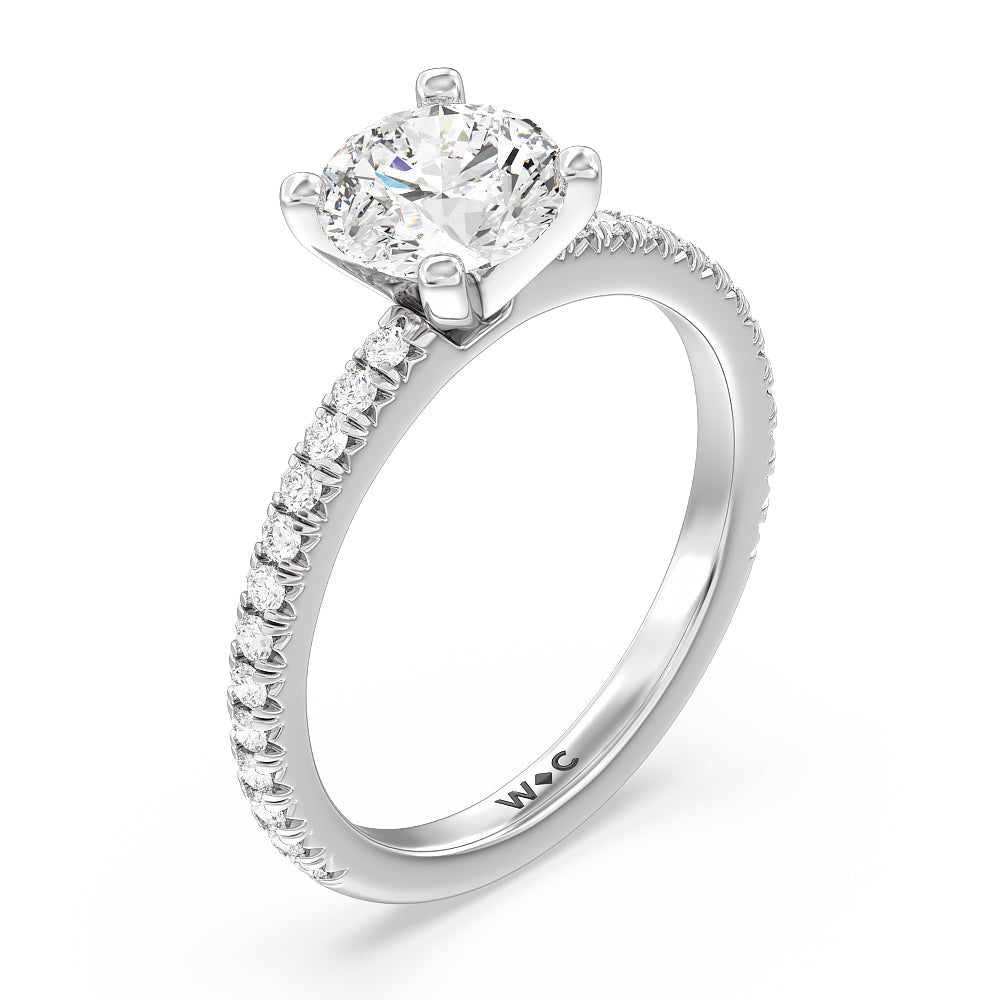Round Cut Orion Petite French Set Diamond Engagement Ring with Lab Grown Diamond in 14KT Platinum view 3
