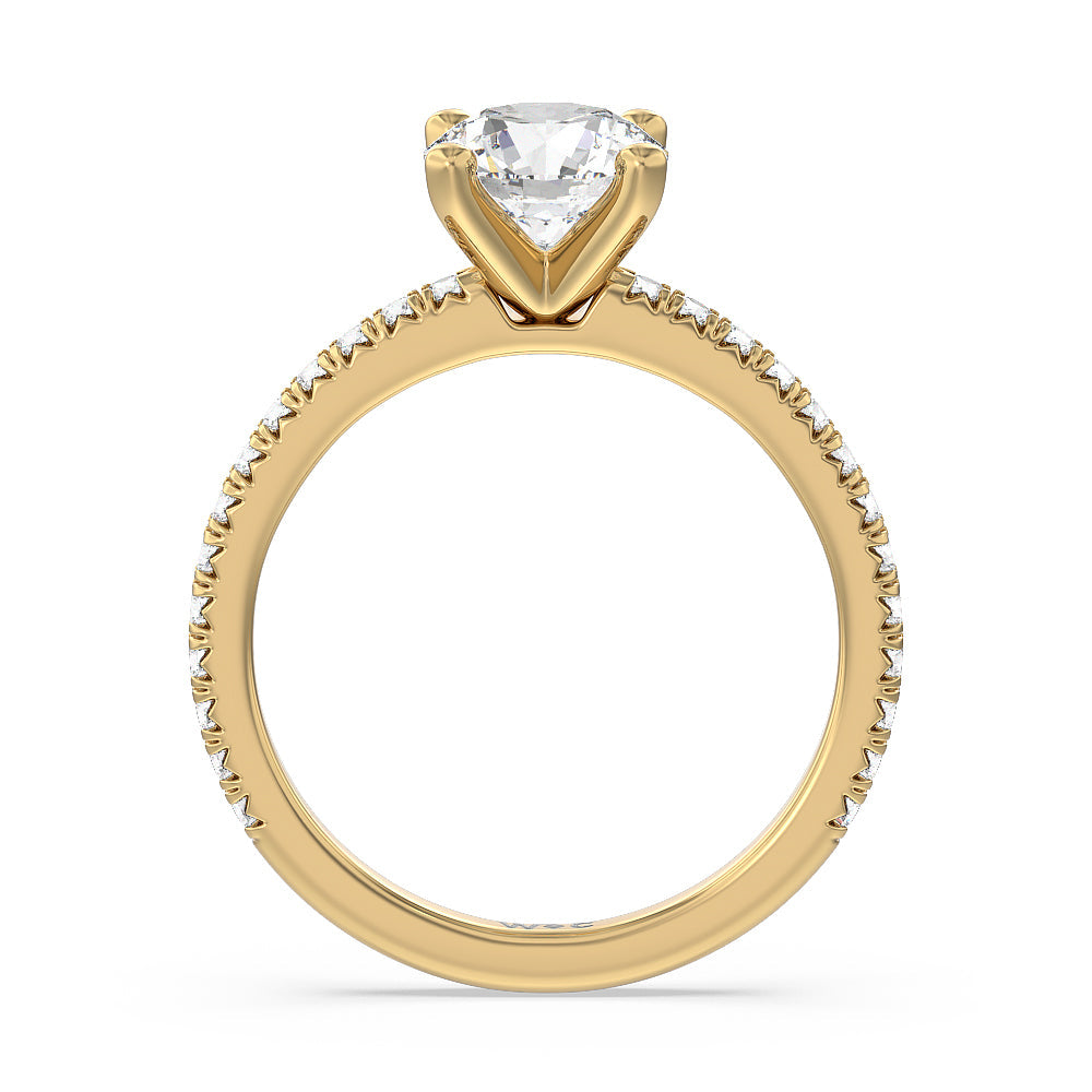 Round Cut Orion Petite French Set Diamond Engagement Ring with Lab Grown Diamond in 14KT Yellow Gold view 2
