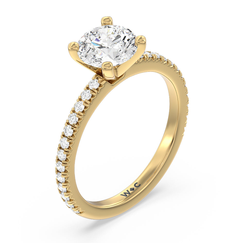 Round Cut Orion Petite French Set Diamond Engagement Ring with Lab Grown Diamond in 14KT Yellow Gold view 3
