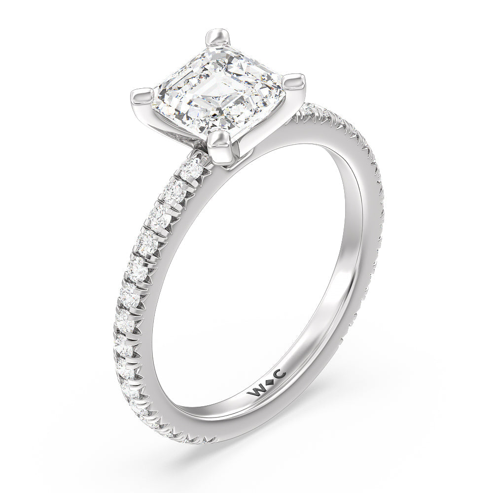 Asscher Cut Ara Petite French Set Diamond Engagement Ring with Lab Grown Diamond in 14KT Platinum view 3
