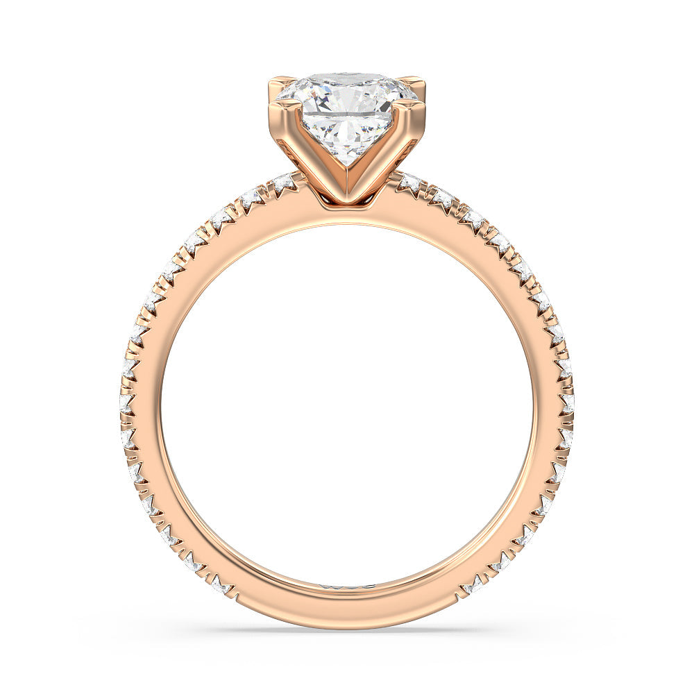 Cushion Cut Ara Petite French Set Diamond Engagement Ring with Lab Grown Diamond in 14KT Rose Gold view 2
