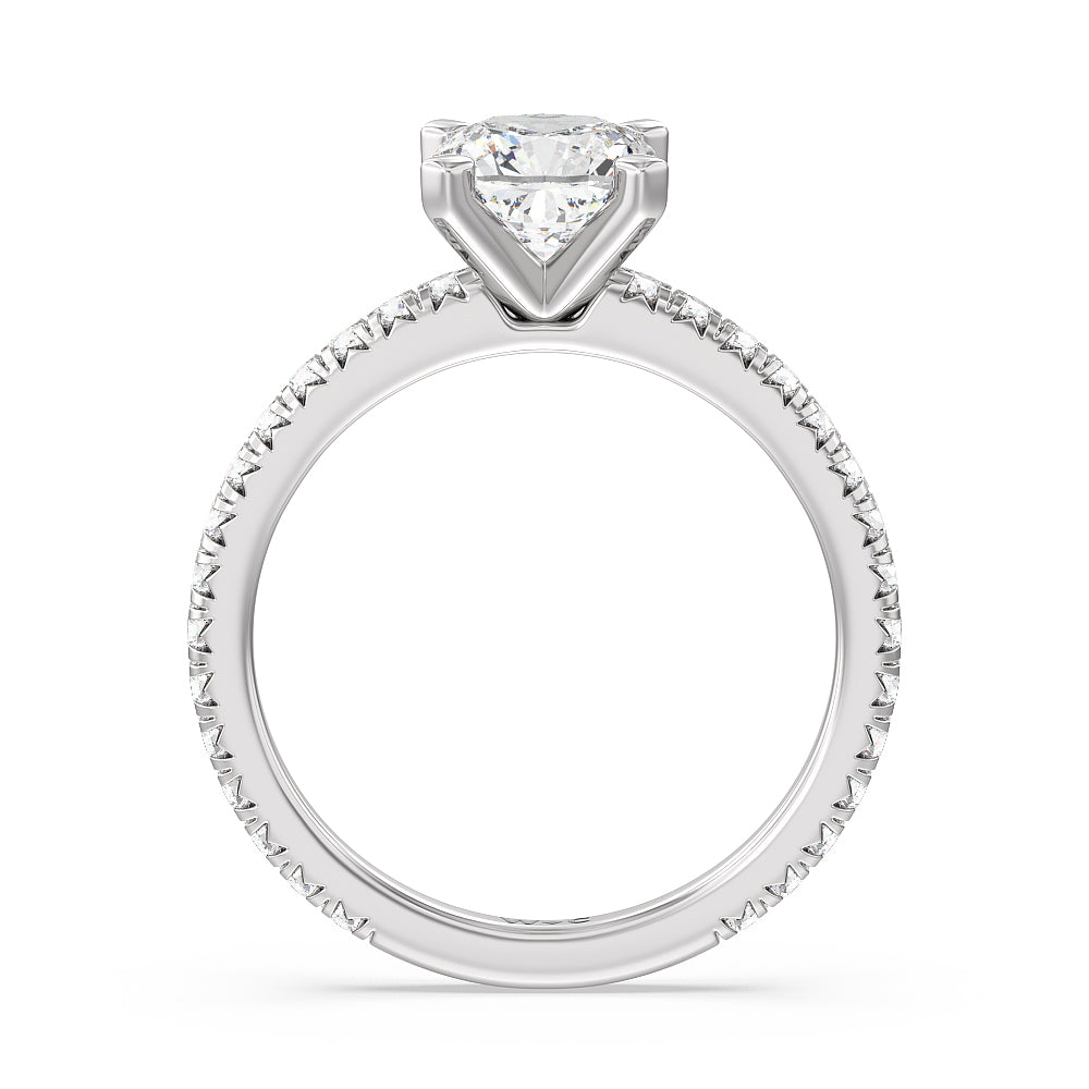 Cushion Cut Ara Petite French Set Diamond Engagement Ring with Lab Grown Diamond in 14KT Platinum view 2

